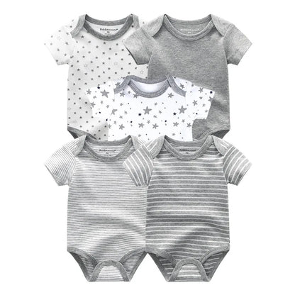 aple Leaf Print Baby Short sleeved jumpsuit 5-piece set Baby Boys Outgoing Clothing Baby Full Moon Clothing 100% Cotton