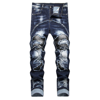 New Fashion Mens Cotton Ripped Jeans Casual Slim Skinny Blue Jeans Men Trousers Spring Male Stretch Hip hop Denim Pants