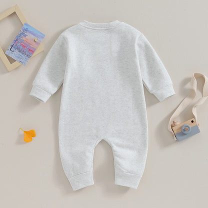 Pudcoco Toddler Baby Girls Boys Sweatshirt Romper Solid Color Fleece Long Sleeve Jumpsuit for Newborn Cute Clothes 0-18M