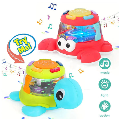 Kids' Music Turtle Crab Toy, Musical Early Learning Drum, Enhances Fine Motor Skills, Parent-Child Interaction, Birthday Gift