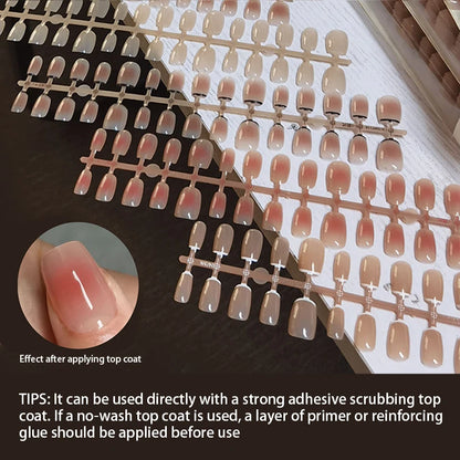 30Pcs French Gradient Short Ballet Nails Simple Nude Color False Nails Coffin Fake Nail Press On Nails Full Cover Nails