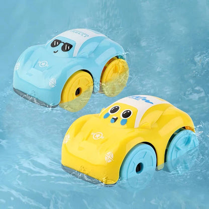 Children Bath Water Playing Toys ABS Clockwork Car Cartoon Vehicle Baby Bath Toy Kids Gift Amphibious Cars Bathroom Floating Toy