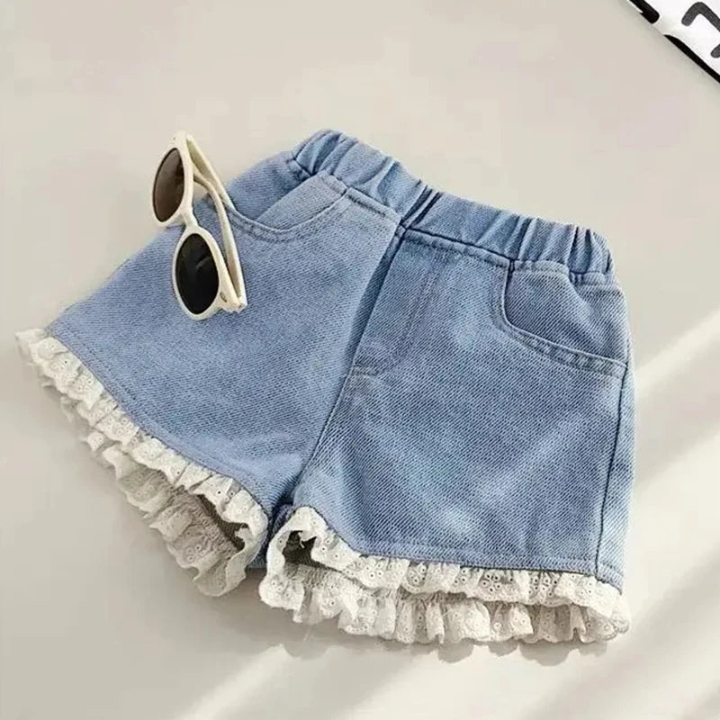 Korean Style Kid Short Denim Shorts for Girls Fashion Girl Short Princess Jeans Children Pants Girls Shorts Flower Girls Clothes