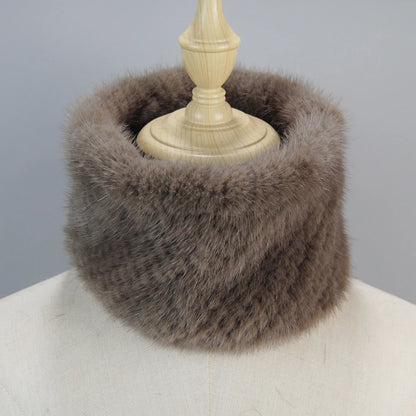 2025 New Women Winter Real Mink Fur Scarves headbands Good Elastic Knitted Natural Mink Fur Scarf Thick Warm Lady Fur Ring Shawl
