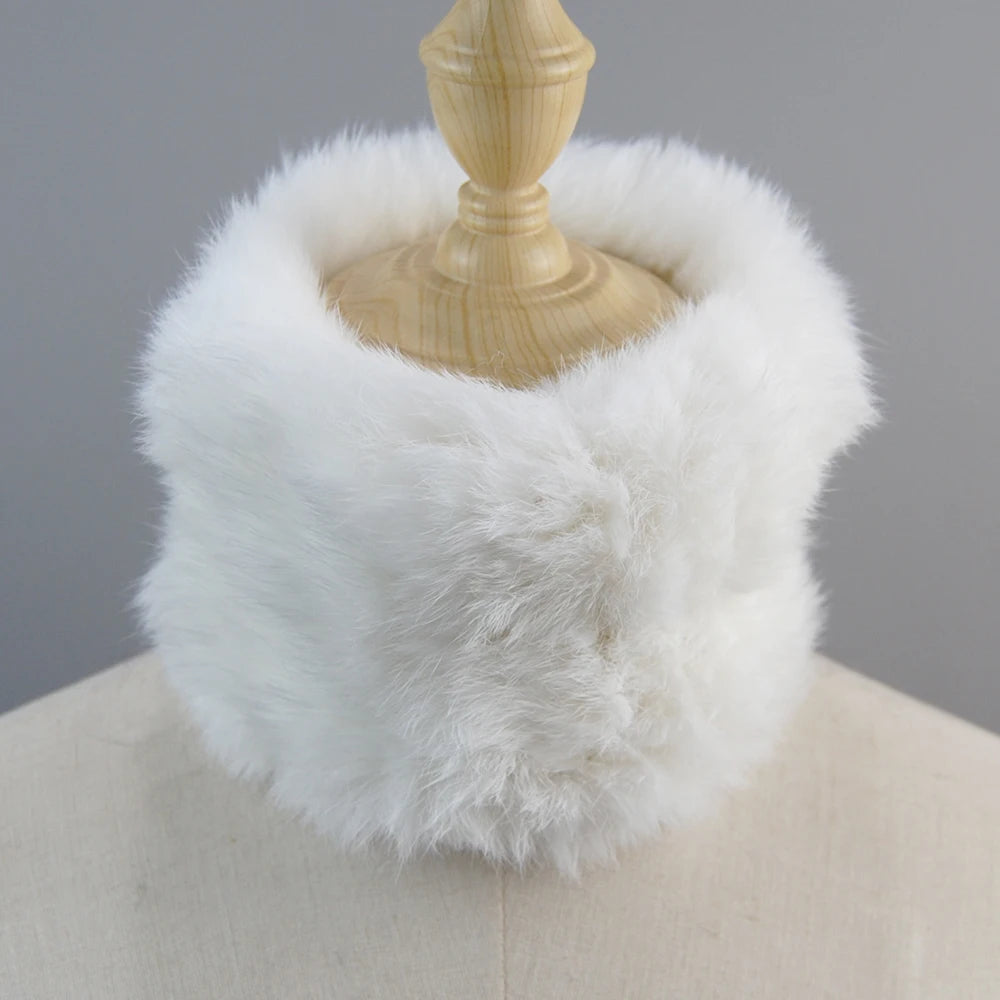 Good Elastic Rex Rabbit Fur Ring Scarves Winter Warm Women Genuine Rex Rabbit Fur Scarf Knitted Real Natural Fur Wraps Headbands