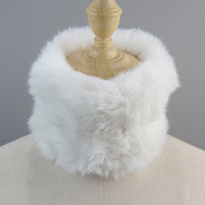 Good Elastic Rex Rabbit Fur Ring Scarves Winter Warm Women Genuine Rex Rabbit Fur Scarf Knitted Real Natural Fur Wraps Headbands