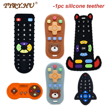 1PC Silicone Baby Teether TV Remote Control Shape Teether Rodent Gum Pain Relief Teething Toy Kids Sensory Educational Toy