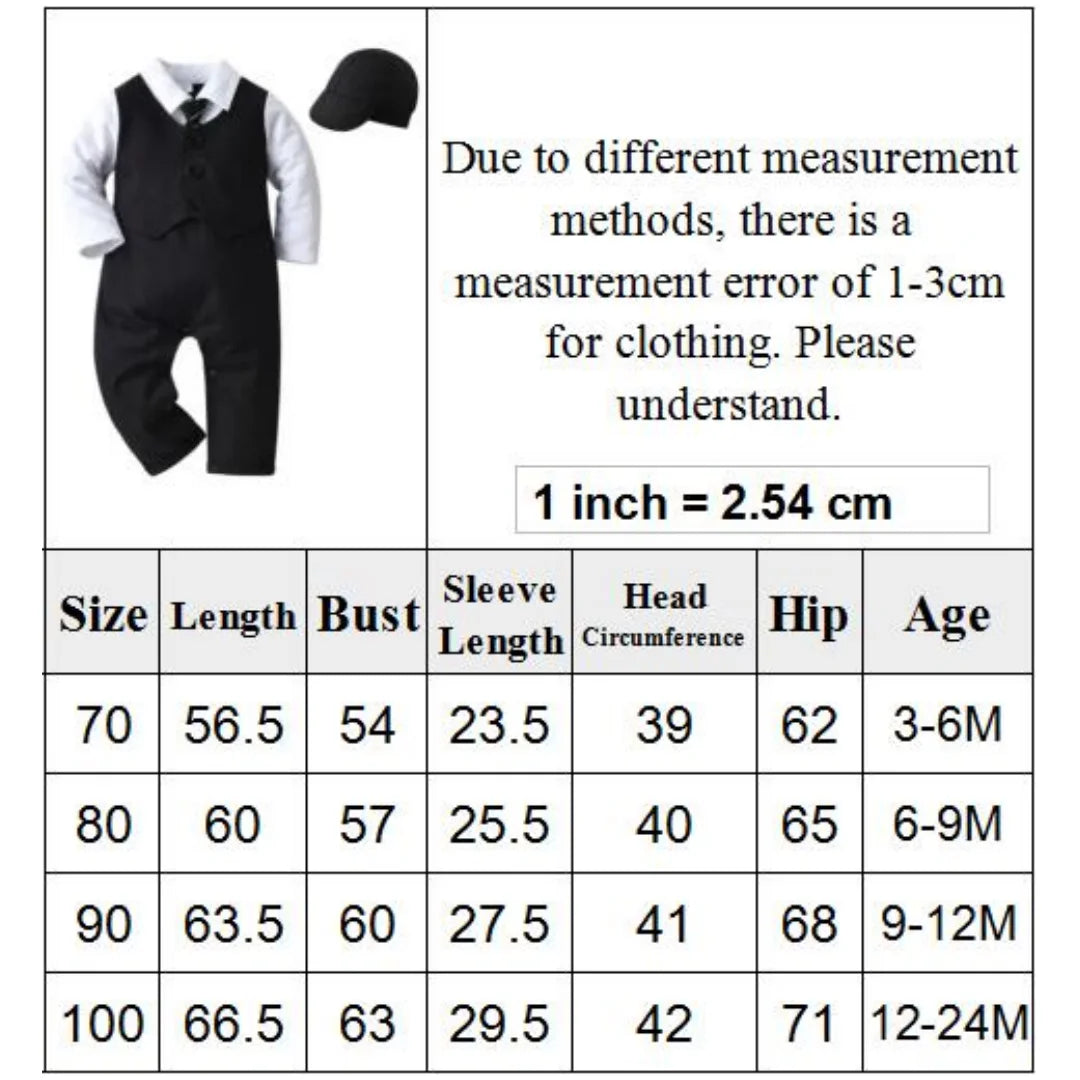 Gentleman Baby Boy Baptism Birthday Clothes Set Formal 0-18 Months Infant Romper Bow Hat 3 PCS Suit Children Christening Outfit