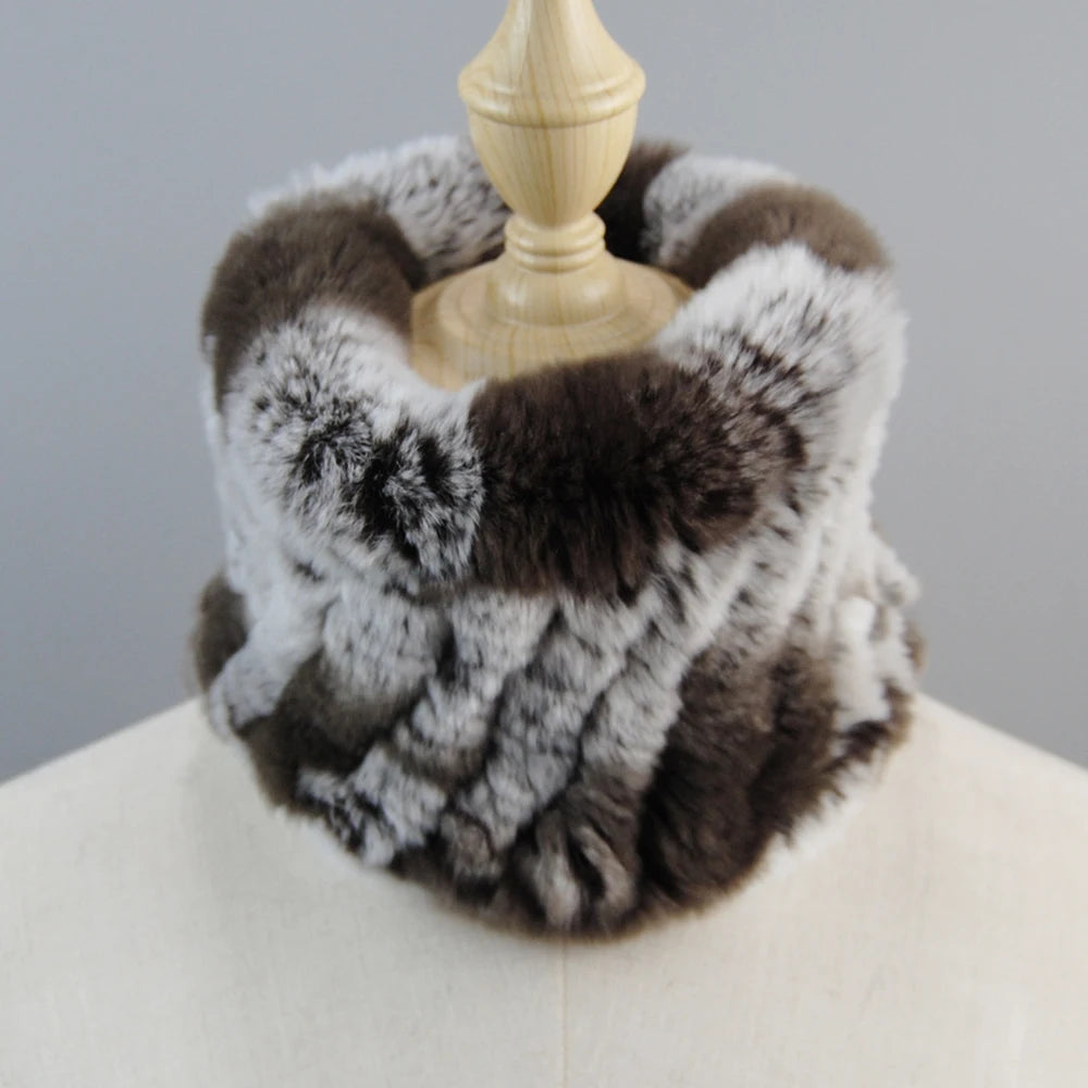 Good Elastic Rex Rabbit Fur Ring Scarves Winter Warm Women Genuine Rex Rabbit Fur Scarf Knitted Real Natural Fur Wraps Headbands