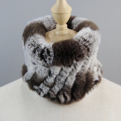 Good Elastic Rex Rabbit Fur Ring Scarves Winter Warm Women Genuine Rex Rabbit Fur Scarf Knitted Real Natural Fur Wraps Headbands