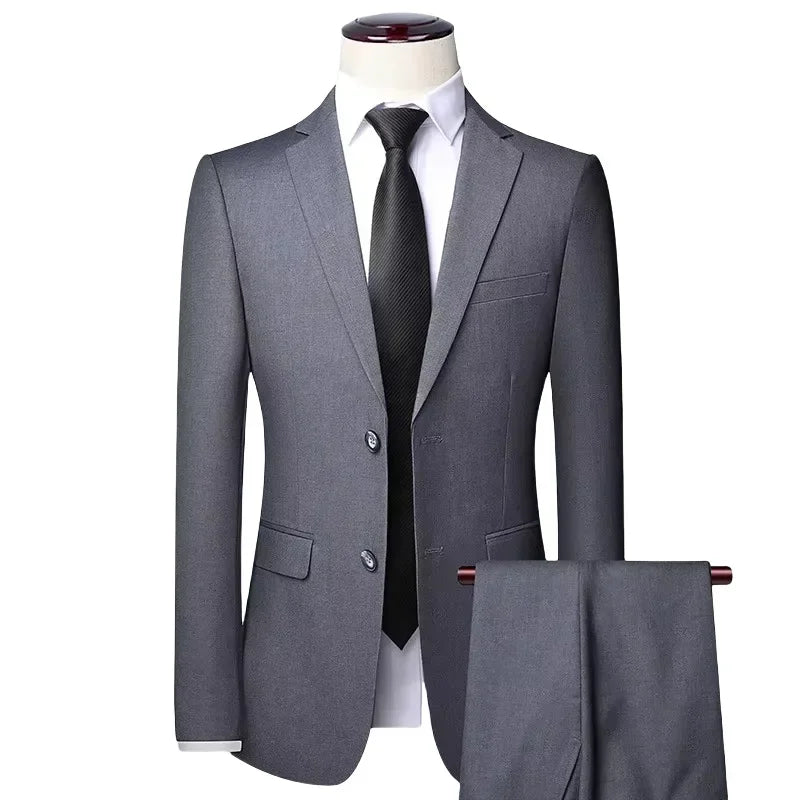 S-8XL (Blazer+ Pants) Men's Fashion Business Casual Outdoor Gentleman Trend Single Breasted Wedding Slim-fit British Style Suit