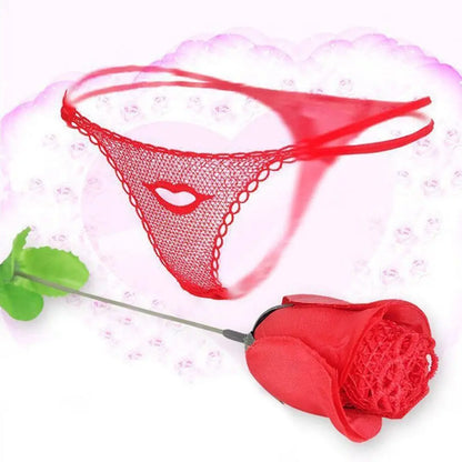 lady Sexy G String Women's Panties Red Calcinhas Thongs Ladies Roses Lace Lingerie Women's Underwear