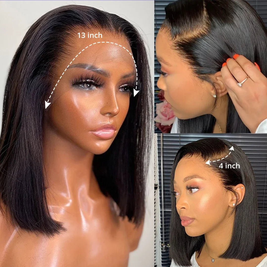 Bone Straight Bob Wig Lace Front Human Hair Wigs for Women Pre plucked 13x4 Transparent Lace Frontal Wig Short Wigs Human Hair