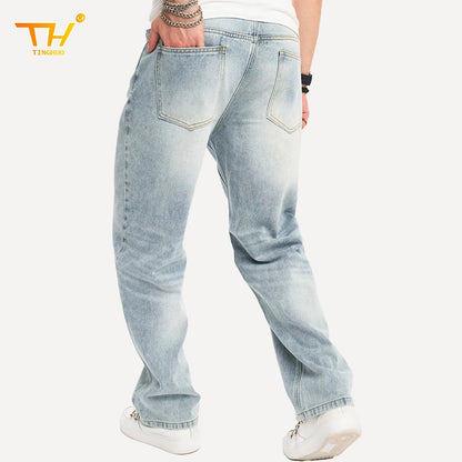 TINGHUO Men's Baggy Jeans Loose Button Fly Straight Leg Jeans Casual Denim Pants Men Designer Y2k Clothes pantalones hombre