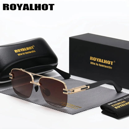 RoyalHot Unisex Polarized Classic Metal Oval Border Sunglasses