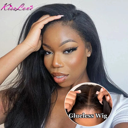 Glueless Wigs Kinky Straight 13x4 Lace Front Human Hair Wigs HD 13x6 Frontal Wig Yaki 5x5 Glueless Wig Human Hair Ready To Wear