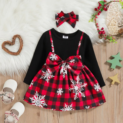 0-3 year old new baby autumn cute snowflake printed long sleeved plaid