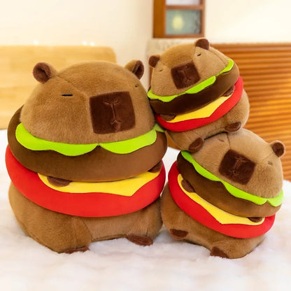 Cute Capybara Plush Toy Hamburger Shape Capibara Plush Toy Fluffty Kawaii Soft Plush Doll Best Birthday Gifts For Kids