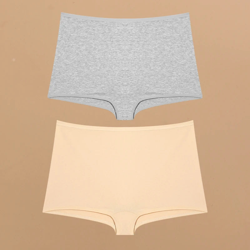 2pcs Women's Cotton Boxers Panties Female Seamless Sports Boyshorts Underwear Female Solid Soft Lingerie Safty Shorts XS-XL 2024