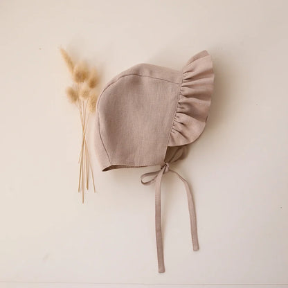 2Pcs Spring Baby Girls Playsuit With Hat Long Sleeves Newborn Romper Cotton Linen Fabric Infant Clothes