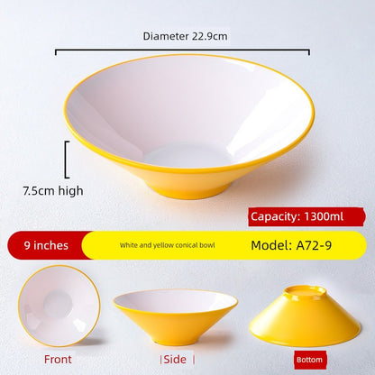 Melamine Rain-Hat Shaped Bowl Commercial Ramen Bowl River Snail Rice Noodle Bowl Noodle Restaurant Dedicated Noodles with Soy Sauce Wonton Pig's Knuckle Rice Spicy Hot Large Bowl
