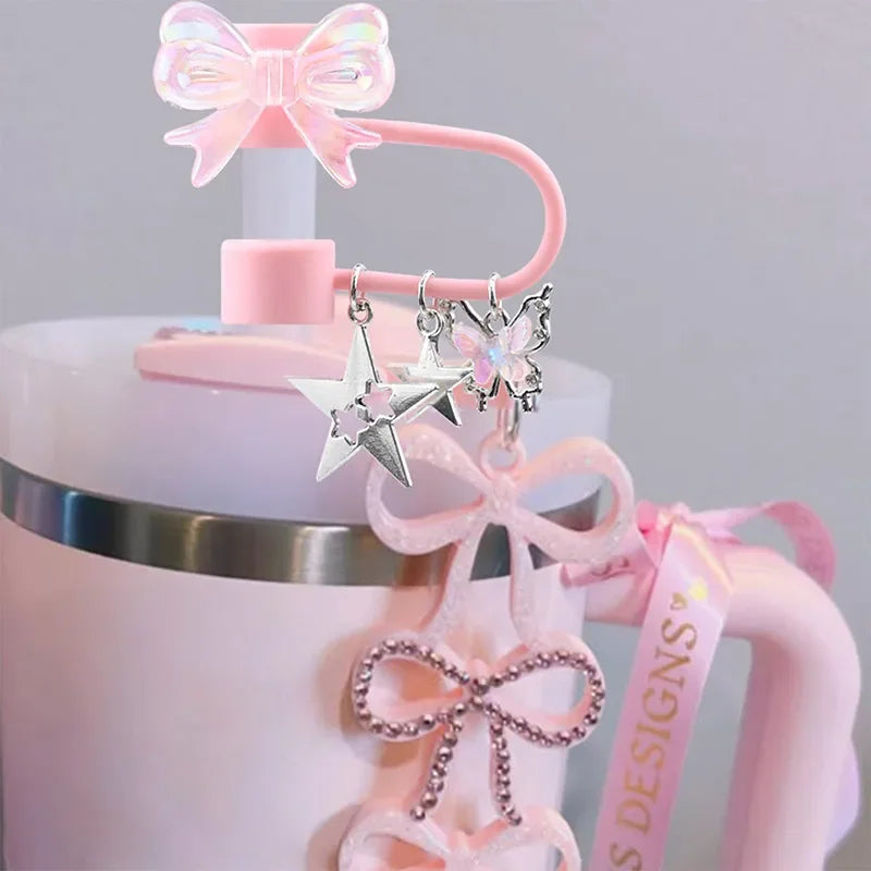 4pcs/set 30/40 Oz Tumbler Cup Silicone Straw Covers for Stanley Cute Heart Straw Cover Dust Proof Plugs Protector Straw Tips