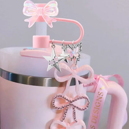 4pcs/set 30/40 Oz Tumbler Cup Silicone Straw Covers for Stanley Cute Heart Straw Cover Dust Proof Plugs Protector Straw Tips