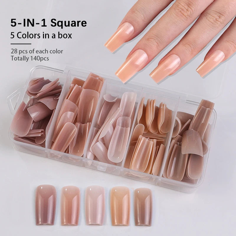 96pcs/box Pink Purple Fake Nails Acrylic Full Cover Nail Tips Ballet Wear Nail Press on Nails Mix Color DIY Manicure Tools