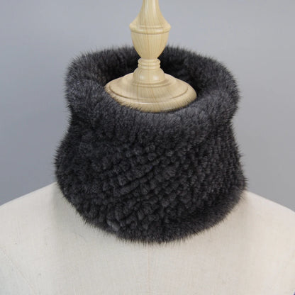 2025 New Women Winter Real Mink Fur Scarves headbands Good Elastic Knitted Natural Mink Fur Scarf Thick Warm Lady Fur Ring Shawl