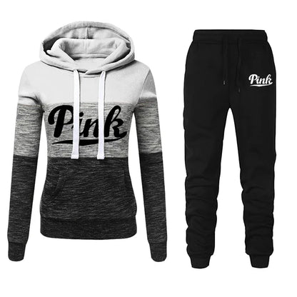 Hot Sales Womens Tracksuit Print ColorBlock Hooded Sweatshirts Fashion Trend Versatile Pullover Street Warm Casual Clothing