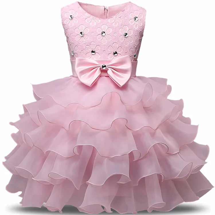 Princess Girl Dress Wedding Birthday Party Frocks for Children Costume With Bow Prom Ball Gown Elegant Party Dress For Girls