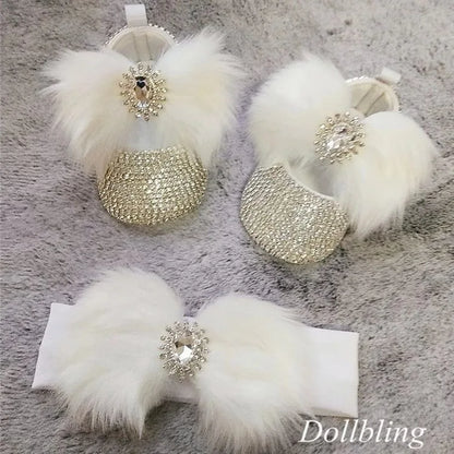 Dollbling Baby Girl Leopard Design  Luxury Crown Jewelry Diamond Bling Ballerina Shoes First Communion Outfit Nursery Decoration