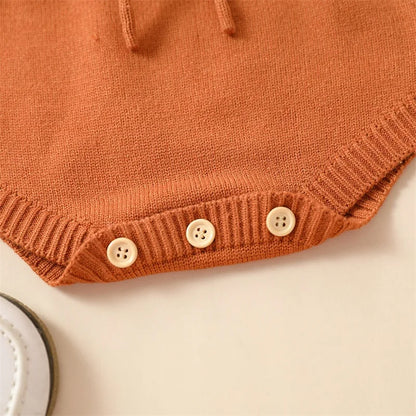 Newborn Baby Girls Sweater Romper Autumn Winter Knit Clothes Long Sleeve Contrast Color Heart Crotch Button Bodysuit For Toddler