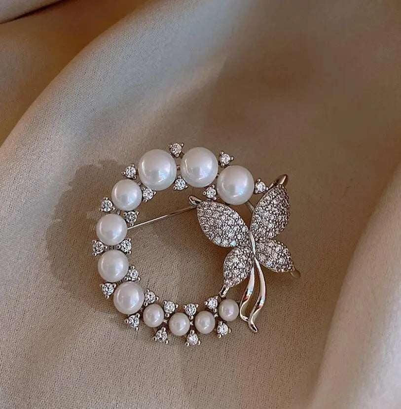 Pearl Butterfly Brooch High-end Small Fragrance Exquisite