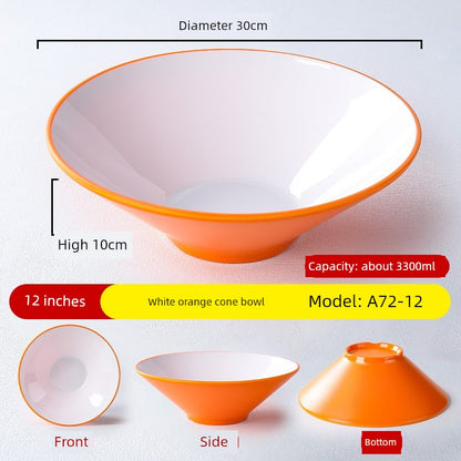 Melamine Rain-Hat Shaped Bowl Commercial Ramen Bowl River Snail Rice Noodle Bowl Noodle Restaurant Dedicated Noodles with Soy Sauce Wonton Pig's Knuckle Rice Spicy Hot Large Bowl