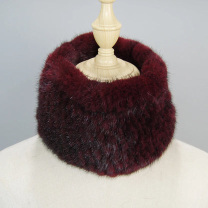 2025 New Women Winter Real Mink Fur Scarves headbands Good Elastic Knitted Natural Mink Fur Scarf Thick Warm Lady Fur Ring Shawl
