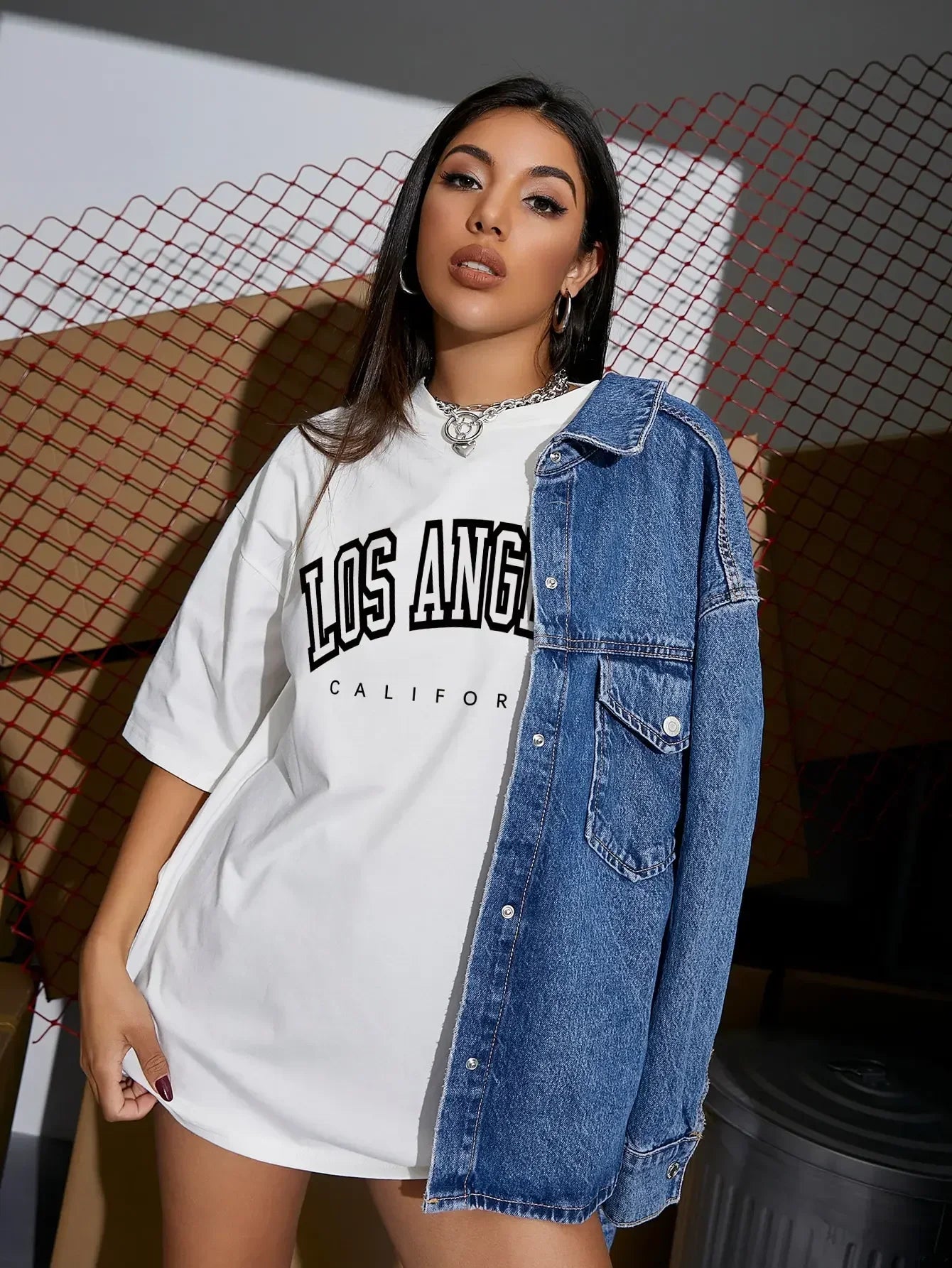 Women T-Shirt Los Angeles California USA Street Oversized T-Shirts Hip Hop Short Sleeve