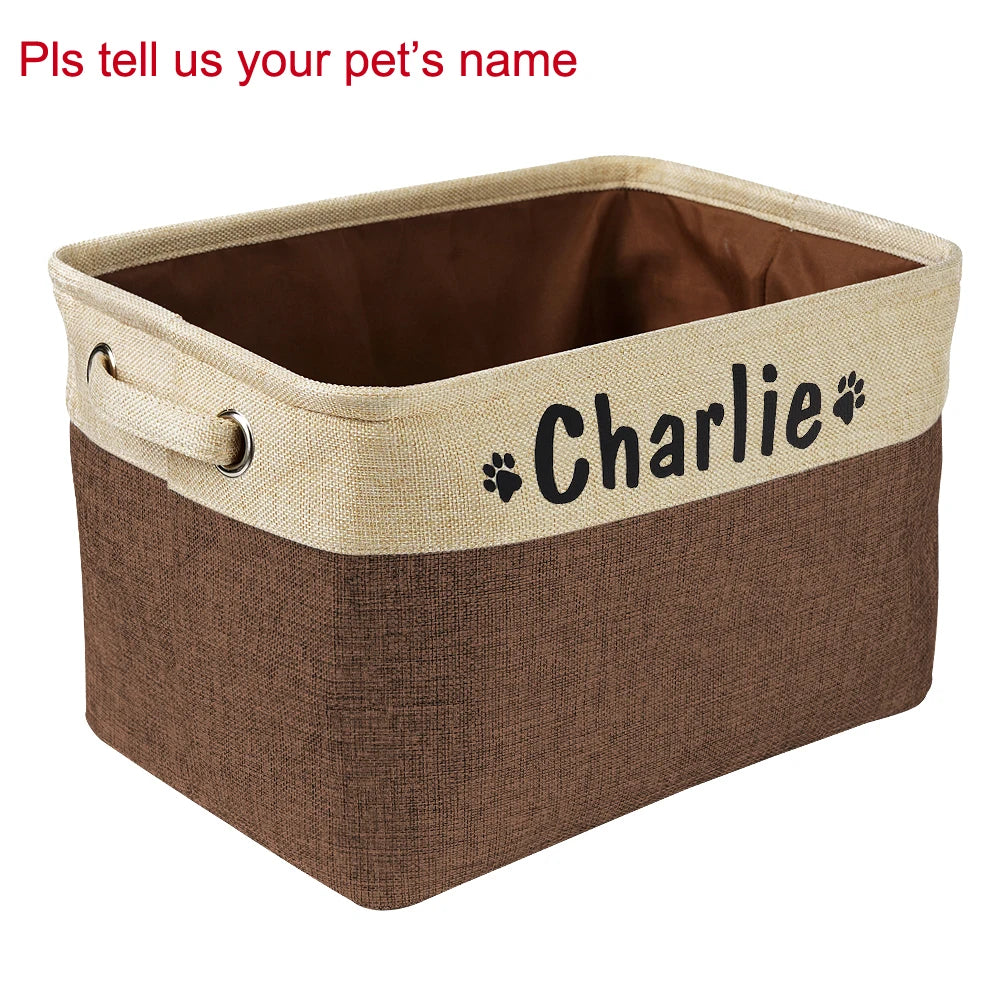 Personalized Dog Toy Basket Free Print Pet Storage Box DIY Custom Dog Name Toys Clothes Accessories Foldable Organize Storage