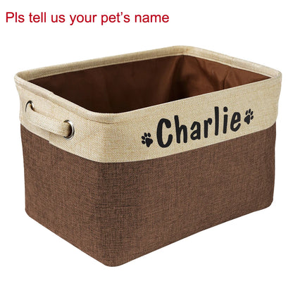 Personalized Dog Toy Basket Free Print Pet Storage Box DIY Custom Dog Name Toys Clothes Accessories Foldable Organize Storage