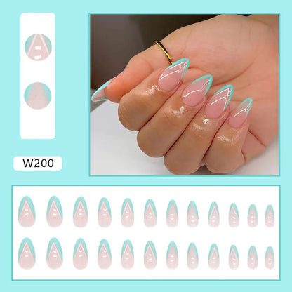 24pcs/Box Ballerina Nail Tip Purple with Design Manicure Patches Fresh Floral Almond False Nails Press on Med Nails Detachable