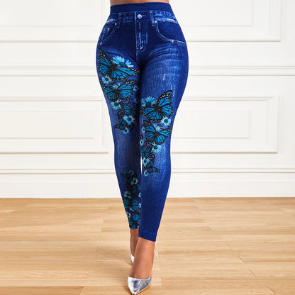 Plus Size  Printed Leggings for Women Clothing 2023 Autumn Winter High Waist Trousers Oversized Basics Pants Female Casual Leggi