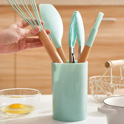 12PCS Food Grade Silicone Kitchen Cookware Utensils Turner Spatula