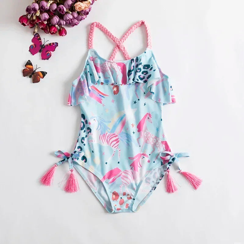 Baby Girls One-piece Swimsuit 1-5Yrs Toddler Kids Swimwear Bikini Flower Girls Summer Beachwear Backless Children Bathing Suit