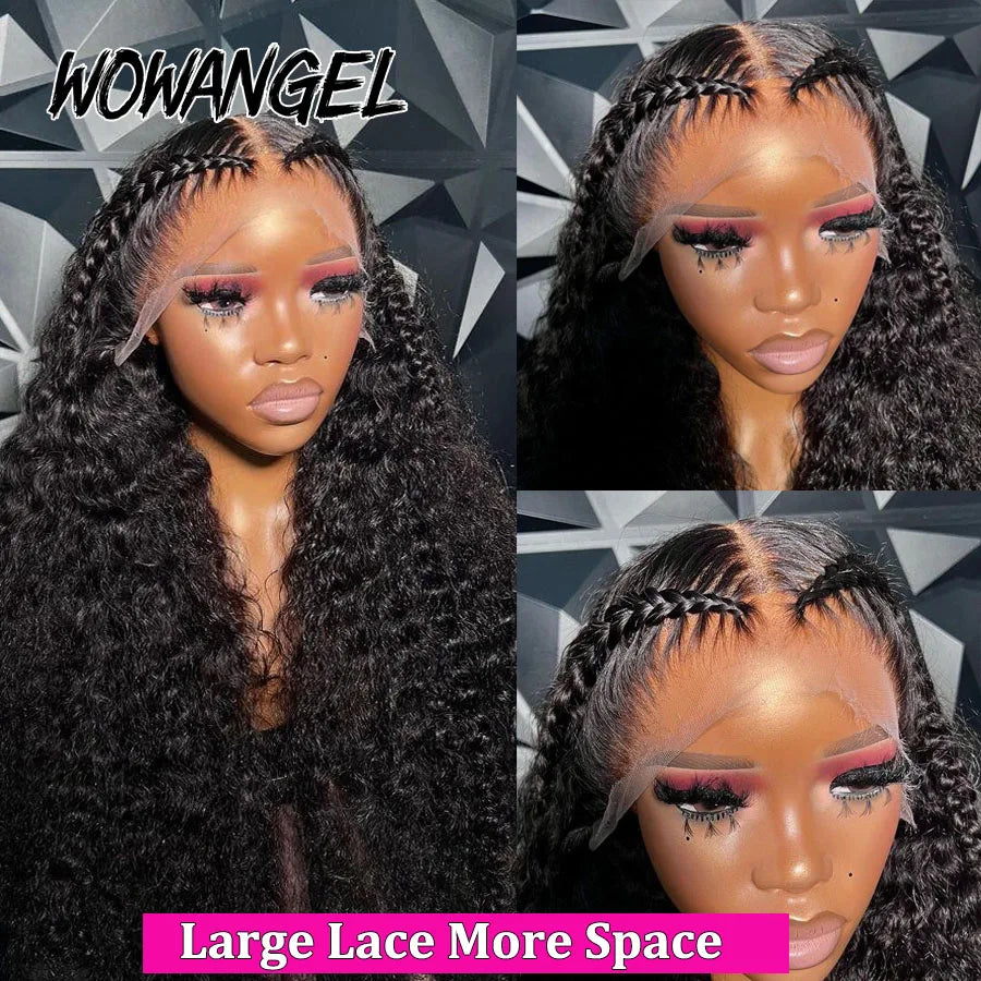 Wowangel 34inch 13x6 HD Lace Frontal Wig 250% Curly Wig Pre Plucked Water Wave Wig Lace Front Human Hair Wig Melt Skin For Woman