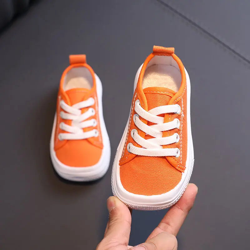 Children Sport Canvas Shoes Lace-up Girls Flat Boys Casual Shoes Kids Non-slip Comfort Sneakers Shoe Toddlers Tennis shoes