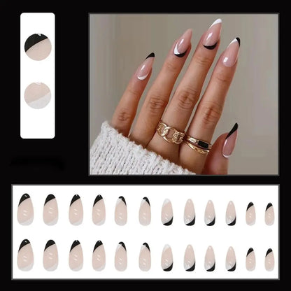 24pcs/Box Ballerina Nail Tip Purple with Design Manicure Patches Fresh Floral Almond False Nails Press on Med Nails Detachable