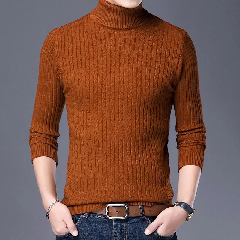 Winter High Neck Thick Warm Sweater Men Turtleneck Brand Mens Sweaters