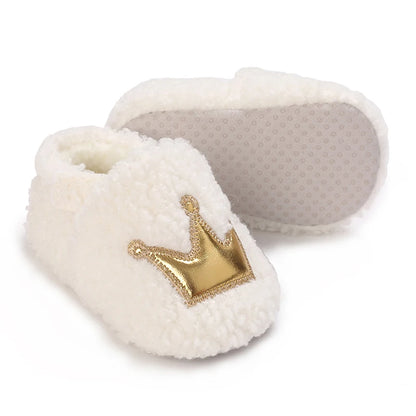 Fashionable Lamb Down Newborn Baby Girl Knitted Baby Soft Sole Shoes Toddler Shoes Warm and Non Slip First Walker