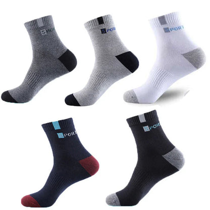 Summer Bamboo Fiber 5Pairs Men's Socks Breathable Cotton Letter Sports Sock Breathable Deodorant Business Socks Size 37-45 Sox