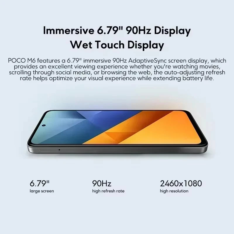 POCO M6 8 + 256GB 4G 33W NFC Fast Charging Global Version MediaTek Helio G91-Ultra 6.79 "90Hz FHD + Display Smartphone